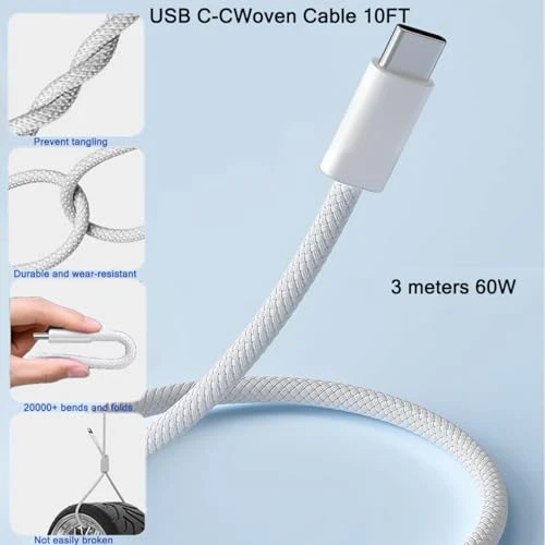 PD Dual USB C Charger Block with 10FT Woven Cable, Shenzhen Huangyingjia Technology Co., Ltd.