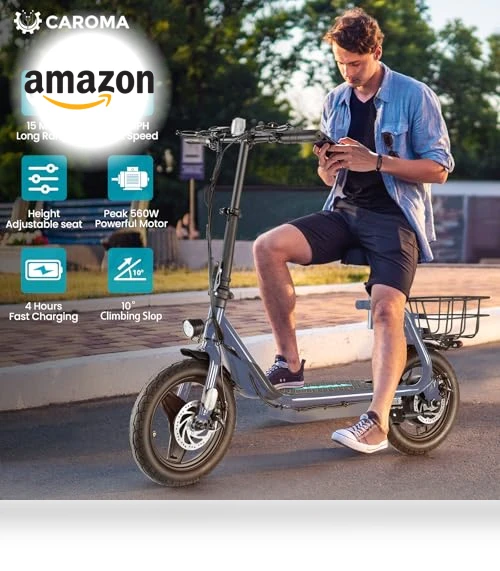 Peak 560W Electric Scooter with Seat — Push Scooters, Caroma