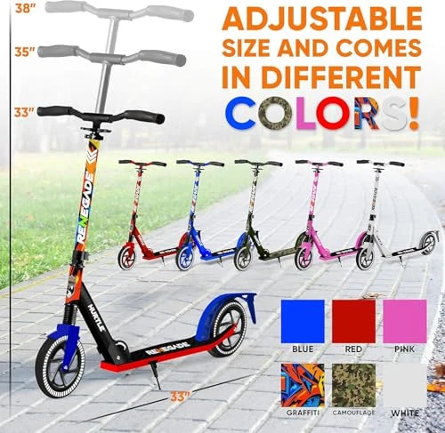 Lightweight and Foldable Kick Scooter - Adjustable for Teens and Adults, Alloy Deck with High Impact Wheels — Electric Scooter, Hurtle
