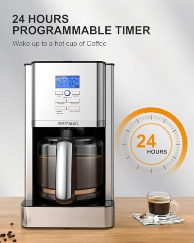 12-Cup Programmable Drip Coffee Maker, AIRMSEN