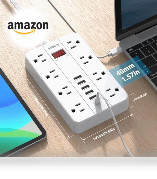 Power Strip with USB and Surge Protector — Power Solutions & Surge Protection, smnice