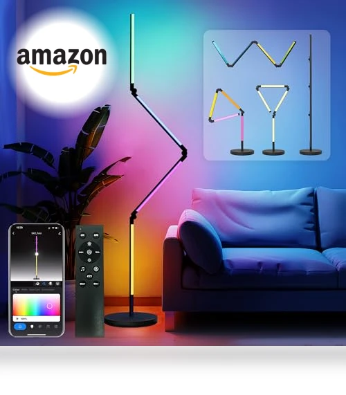 Foldable Corner Floor Lamp with Remote — Standing Lights, AUDERWIN