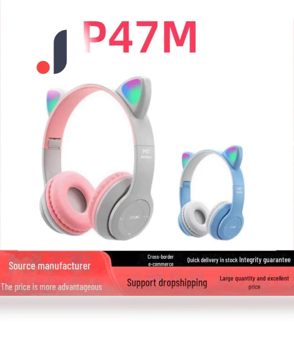 Cat Ear Gaming Bluetooth Headset with Colorful Lights — Headsets, AI Supermarket