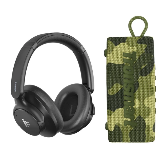 Hybrid ANC Headphones + Speaker Bundle — Wireless Earbuds, Tronsmart