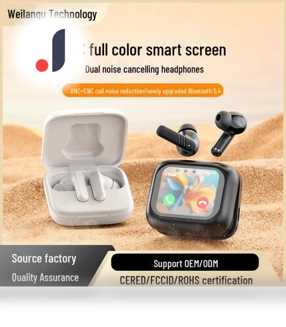 Wireless Bluetooth Headset with AI, TFT Touch Screen, ANC+ENC Noise Cancellation — Audio Gear, Smarter than future