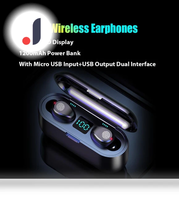Wireless Earbuds with LED Display — In-Ear Headphones, DIYelecs