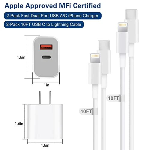 Dual Port Fast Charger with 10FT USB-C to Lightning Cable, Shenzhen Liuri Technology Co.,Ltd.