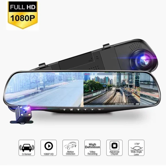 Dual-Lens Mirror Dash Cam — Dash Cam, AI Supermarket