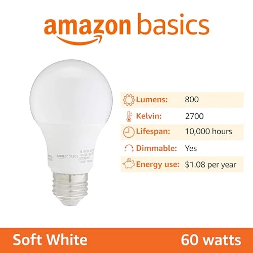 A19 LED Light Bulbs, Amazon Basics