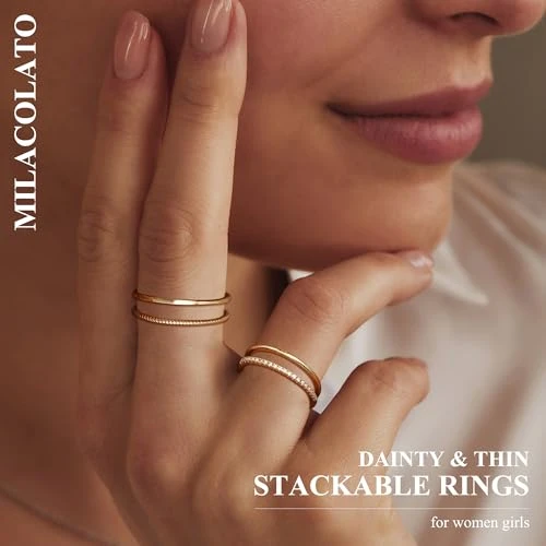 Thin Stackable Rings for Women, MILACOLATO