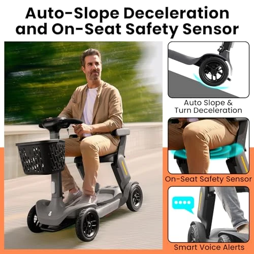 Folding Mobility Scooter for Seniors & Adults – 4-Wheel All-Terrain Electric Scooter — Electric Scooter, Glashow