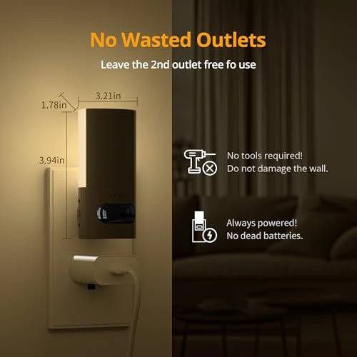 Plug-in LED Rotatable Night Light with Motion Sensor, Lyridz