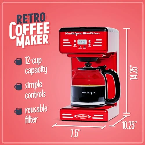 Retro 12-Cup Programmable Coffee Maker, Nostalgia