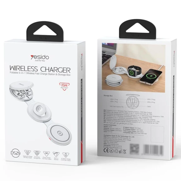 5 in 1 Foldable Wireless Charger, Yesido