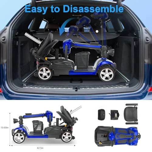 Mobility Scooter for Adults, Long Range, Foldable, Compact, Heavy Duty, All Terrain, Rotating Wide Seat, Dual Baskets — Electric Scooter, Eldryvon