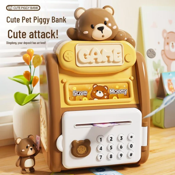 Cartoon Piggy Bank with Fingerprint Sensor and ATM Automatic Money Feeder, Super Go