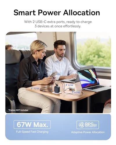 3 in 1 Fast Charging Block with Retractable Cable & Foldable Plug, Baseus