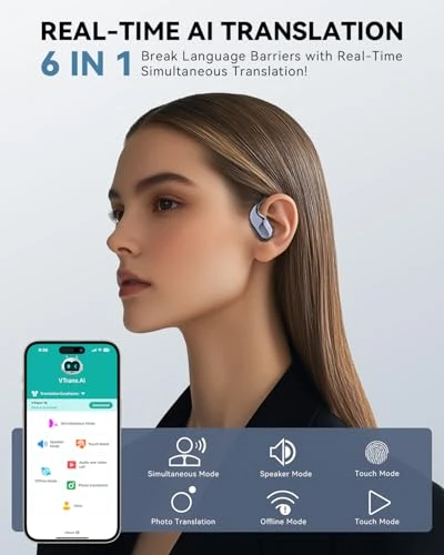 AI Language Translator Earbuds — Translator Device, EAKKOR