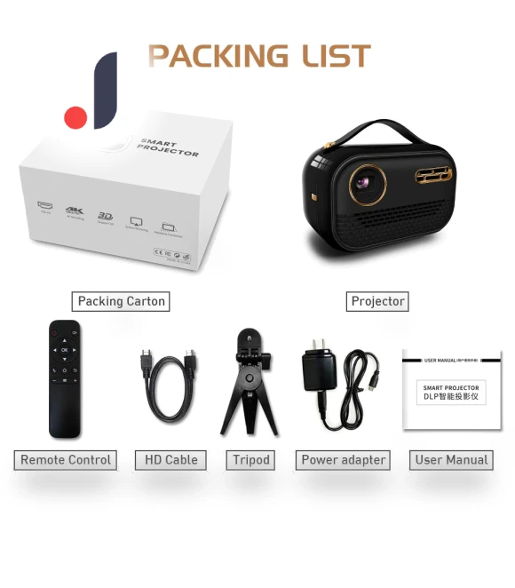 P16 Android 9.0 Smart Pocket 3D 4K Mini Projector — Home Theater Projectors, Vivicine