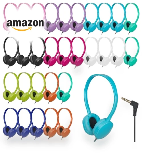 Bulk Headphones Multi Color for Classroom School — In-Ear Headphones, ZHENWAY