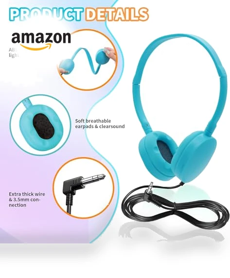 Bulk Headphones Multi Color for Classroom School — In-Ear Headphones, ZHENWAY