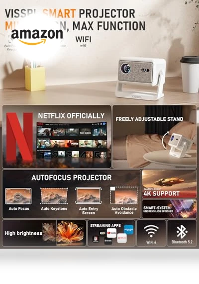 Smart Projector with WiFi and Bluetooth — Home Theater Projectors, VISSPL