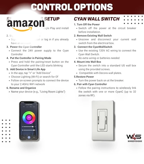 Smart Tunable White LED Controller and Wall Switch System — Ceiling Fan Wall Controls, Wired4Signs USA