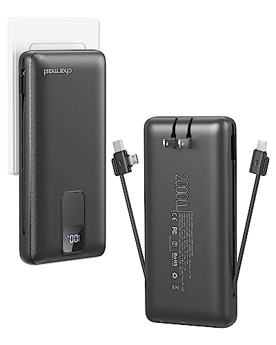 Portable Charger with Built-in Cables and Wall Plug, Charmast