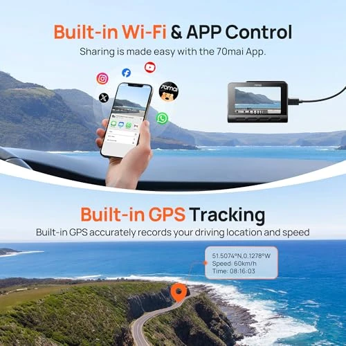 4K Dash Cam Front and Rear with STARVIS, 70mai