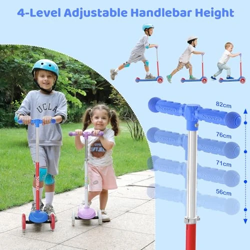 Kids Scooter with Light-Up Deck and Wheels, TONBUX