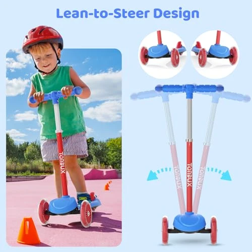 Kids Scooter with Light-Up Deck and Wheels, TONBUX