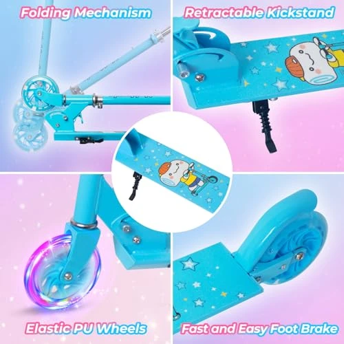 Scooter for Kids Ages 3-8 with Light Up Wheels and Adjustable Handlebars, Nattork