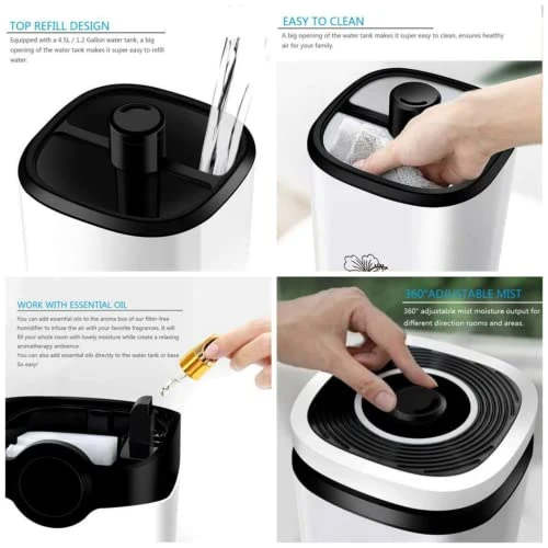 Cool Mist Humidifier with Essential Oil Diffuser, Alydon