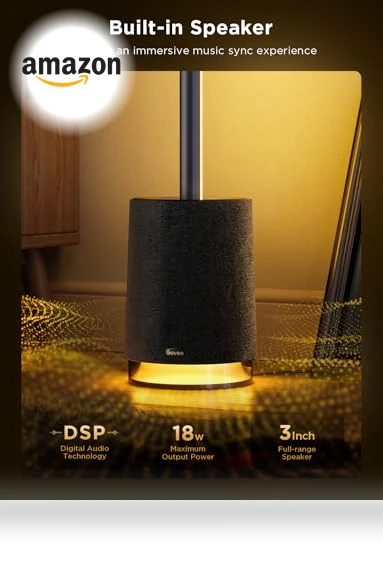 RGBICWW LED Floor Lamp with Bluetooth Speaker and White Noise — Standing Lights, Govee