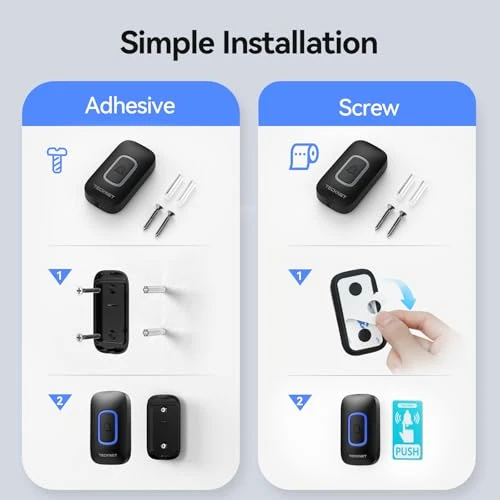 Wireless Doorbell with 2 Receivers and RGB Light — Video Doorbell, TECKNET