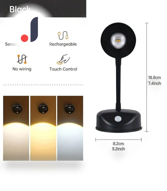 Rechargeable Wireless Smart LED Wall Spotlight with Human Body Sensor — Night Lights, Binchi Lighting Appliances