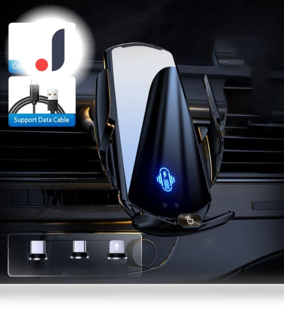 Wireless Car Charger with Automatic Touch Clamp — Dashboard Installation Kits, Optimized General