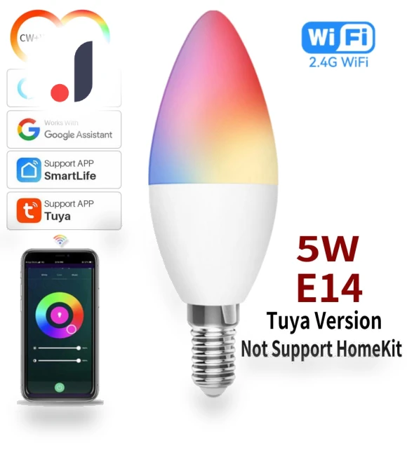 Dimmable RGBCW E14 LED Smart Bulbs — LED, Super Dream Home