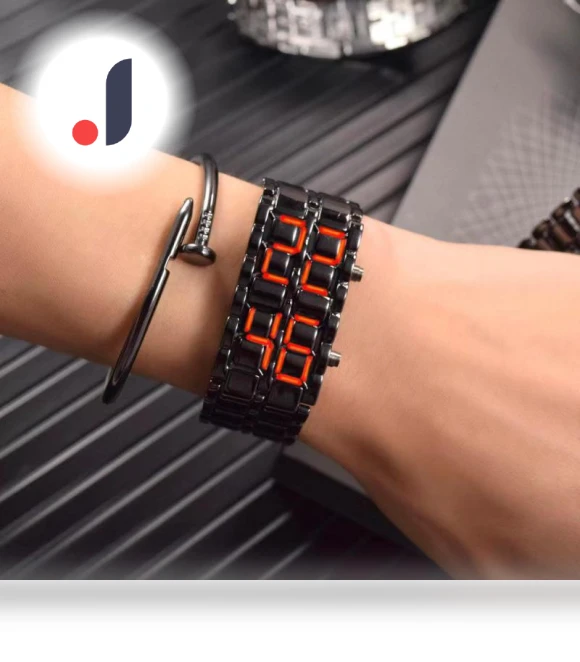 LED Watch with Steel Band — Timepieces, Lava