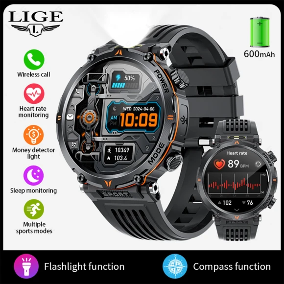 Men's Smart Watch with LED Flashlight — Smart Watch, LIGE