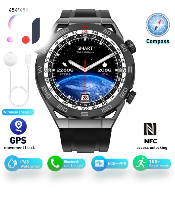 Smartwatch with ECG+PPG, NFC, Bluetooth Call, GPS Sports Tracking — Smartwatches, Tiktop2
