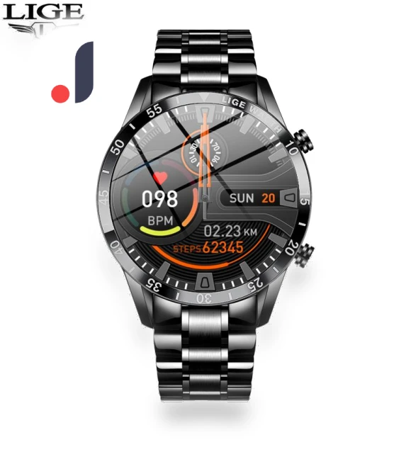 Full Circle Touch Screen Smartwatch with Steel Strap — Wearable Accessories, LIGE