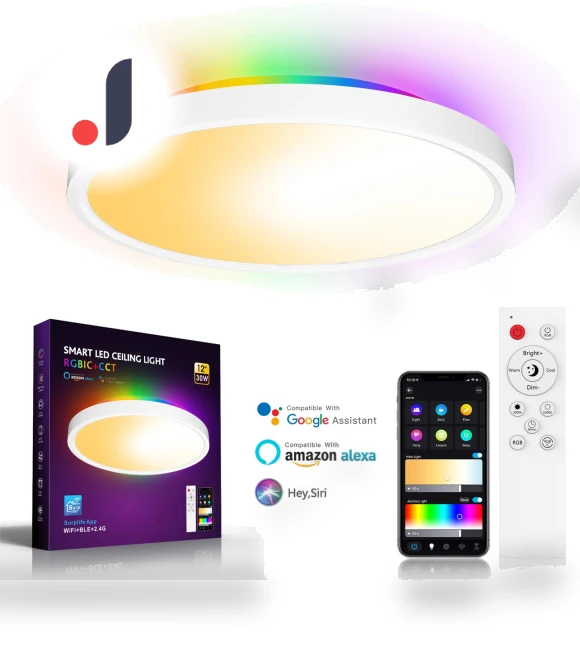 Smart 30W Flush Mount LED Backlight Ceiling Light — Overhead Lighting, Build My Home