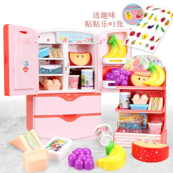 Toy Refrigerator with Double Door Touch Induction, Plastic Toys