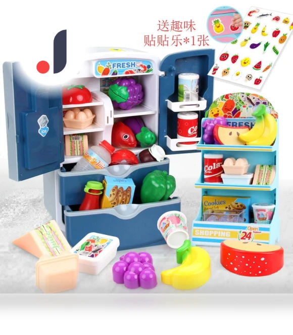 Toy Refrigerator with Double Door Touch Induction — Real-Food Appliances, Plastic Toys
