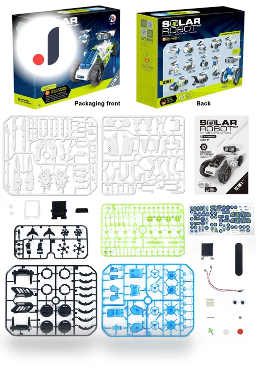 12-in-1 Solar Powered Robot WALL-E Puzzle Toy — Solar Power, Super Go