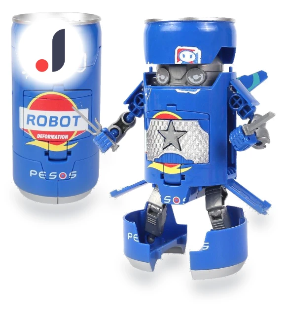 Transforming Soda Samurai Robot Toy — Stacking Blocks, Super Go