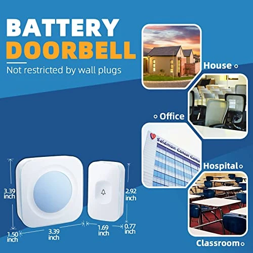 Wireless Doorbell with Portable Receiver and Touch Button — Video Doorbell, JSIEEM