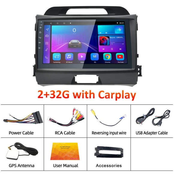 9-inch HD Touchscreen Car Multimedia Player with CarPlay and GPS — Car Infotainment System, Reakosound