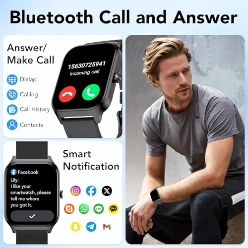 Smart Watch with Bluetooth Calls and Fitness Tracking, CASCHO